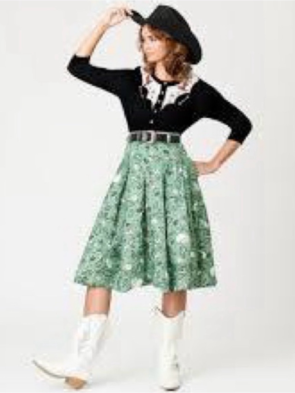 Unique Vintage Disney Pixar Toy Story Sage Green Paisley Skirt & Belt